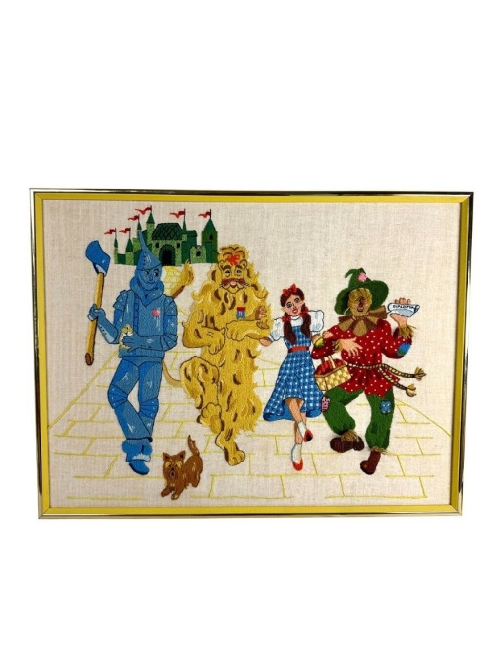 Bucilla Wizard Of Oz Embroidered Crewel Follow The Yellow Brick Road 3464 Framed